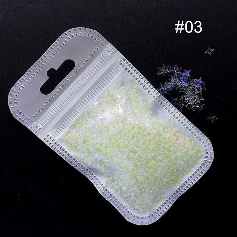 Acessórios para Nail Art Estrela de Quatro Pontas Sinfonia Laser Lantejoulas