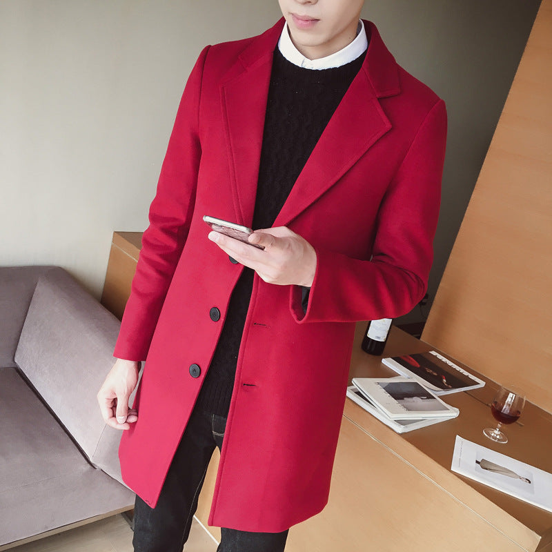 Sobretudo masculino de lã slim fit
