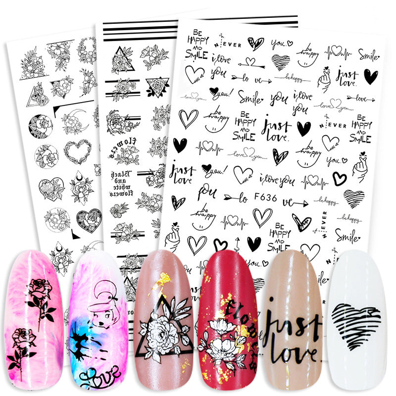 Adesivos adesivos de flores de verão e amor Adesivos para Nail Art Adesivos para unhas de comércio exterior Decalques para Nail Art