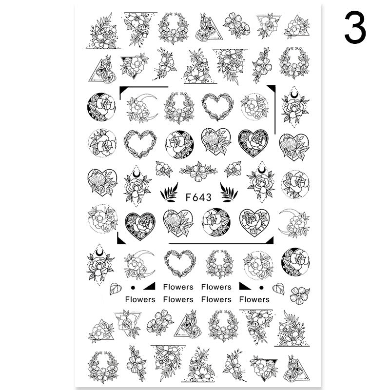 Adesivos adesivos de flores de verão e amor Adesivos para Nail Art Adesivos para unhas de comércio exterior Decalques para Nail Art