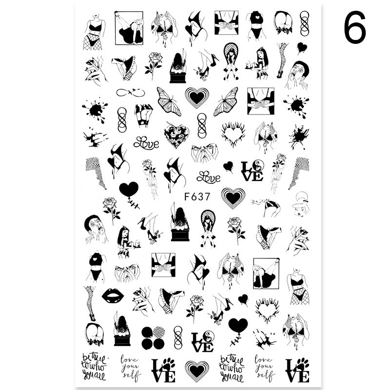 Adesivos adesivos de flores de verão e amor Adesivos para Nail Art Adesivos para unhas de comércio exterior Decalques para Nail Art