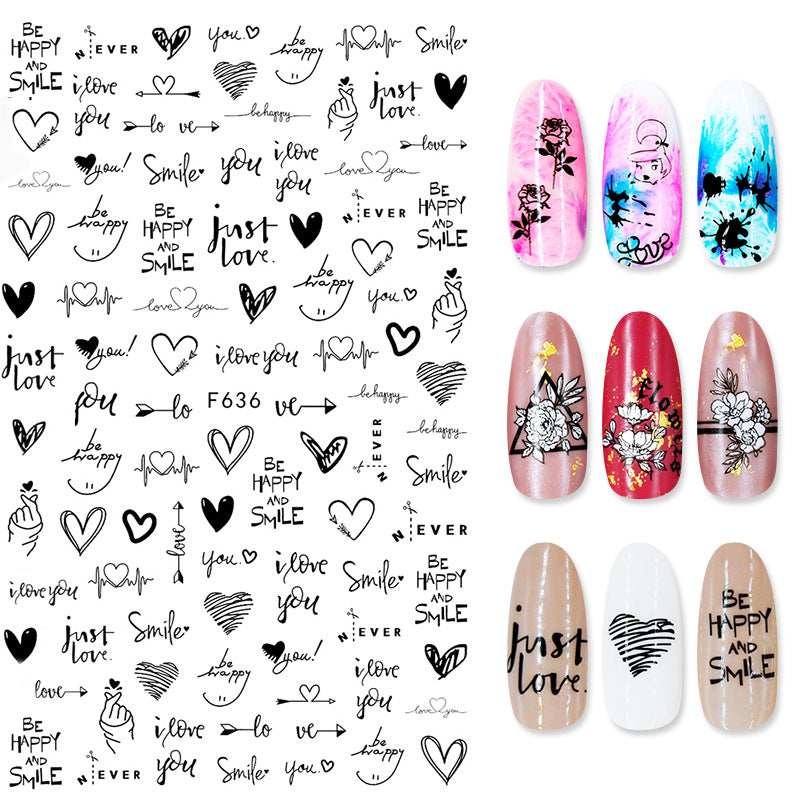 Adesivos adesivos de flores de verão e amor Adesivos para Nail Art Adesivos para unhas de comércio exterior Decalques para Nail Art