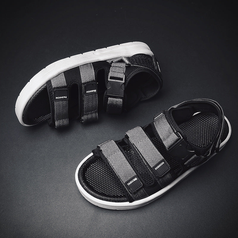 Sandália masculina verão nova moda coreana casual usar sapatos de praia