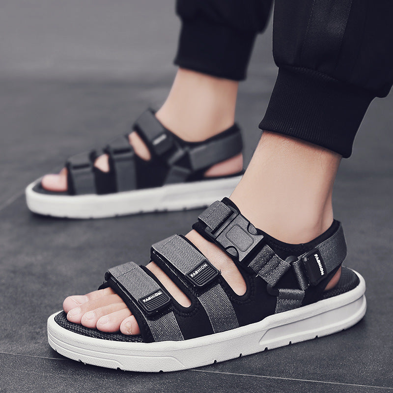 Sandália masculina verão nova moda coreana casual usar sapatos de praia