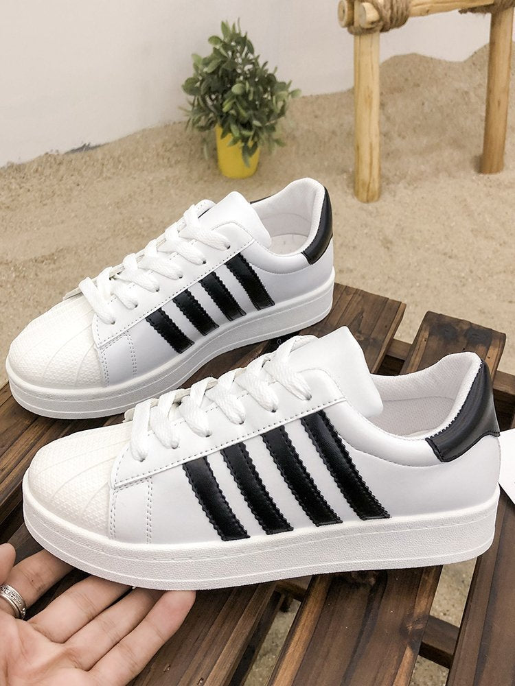 Novos sapatos de solado grosso com biqueira de concha, versáteis e respiráveis ​​para esportes e lazer