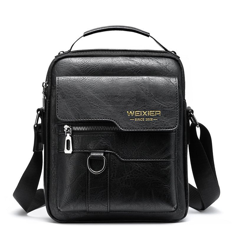 Bolsa de couro vintage vertical portátil para negócios casual