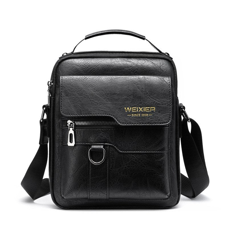 Bolsa de couro vintage vertical portátil para negócios casual