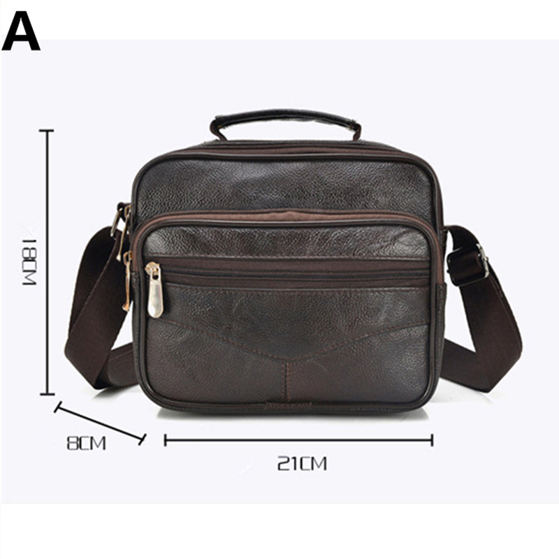 Bolsa de ombro diagonal de couro macio de pele de carneiro com camada de cabeça cheia, bolsa de couro masculina
