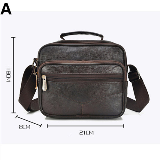 Bolso de hombro diagonal de cuero suave de piel de oveja con capa de cabeza completa para hombre