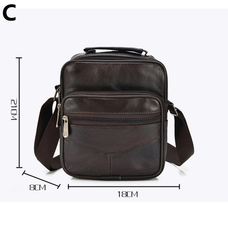 Bolsa de ombro diagonal de couro macio de pele de carneiro com camada de cabeça cheia, bolsa de couro masculina