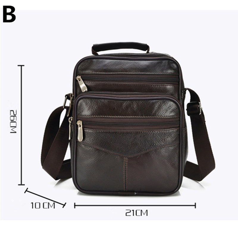 Bolsa de ombro diagonal de couro macio de pele de carneiro com camada de cabeça cheia, bolsa de couro masculina