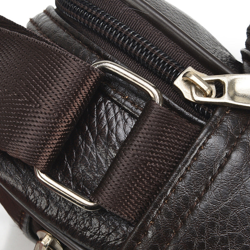Bolsa de ombro diagonal de couro macio de pele de carneiro com camada de cabeça cheia, bolsa de couro masculina