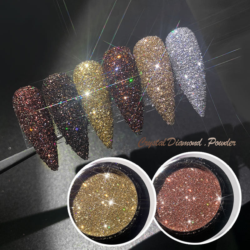 Glitter Flash Nails Cristal Diamante Pó Net Celebridade Vibrato