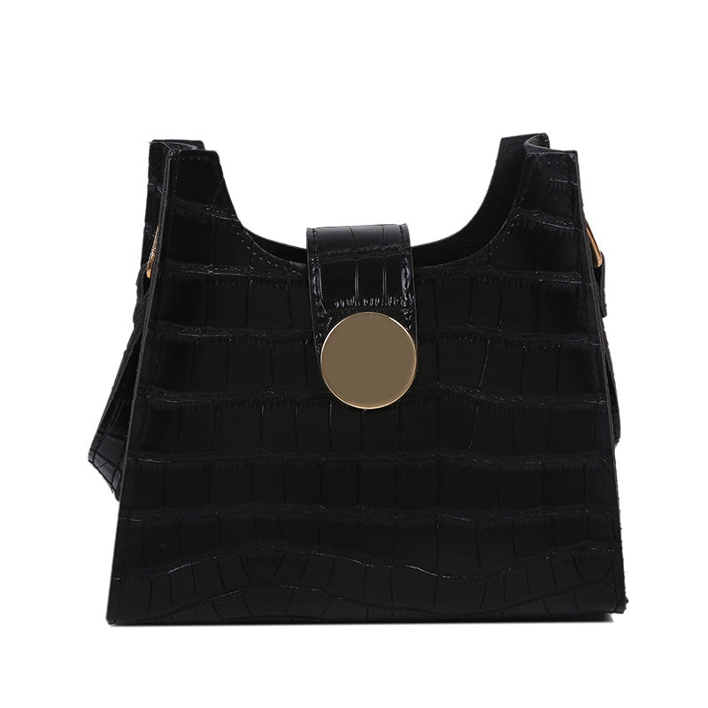 Bolsa de ombro com estampa de crocodilo de cor sólida