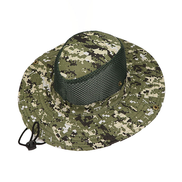 Chapéu camuflado digital, chapéu de pescador, chapéu de pesca, viseira de sol, aba grande, chapéu de montanhismo, chapéu benni, coreia