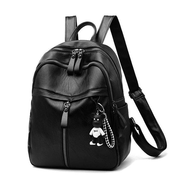 Mochila de couro PU de superfície macia, grande capacidade, bolsa escolar para estudantes, mochila de viagem