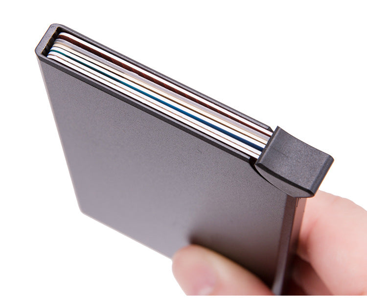 Metal Alumínio Escova Anti-roubo Anti-magnético RFID Carteira Caixa de Cartão Automática