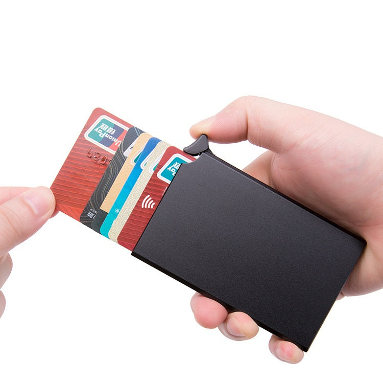 Metal Alumínio Escova Anti-roubo Anti-magnético RFID Carteira Caixa de Cartão Automática