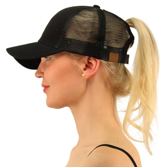Gorra de béisbol con cola de caballo y lentejuelas estilo hip hop