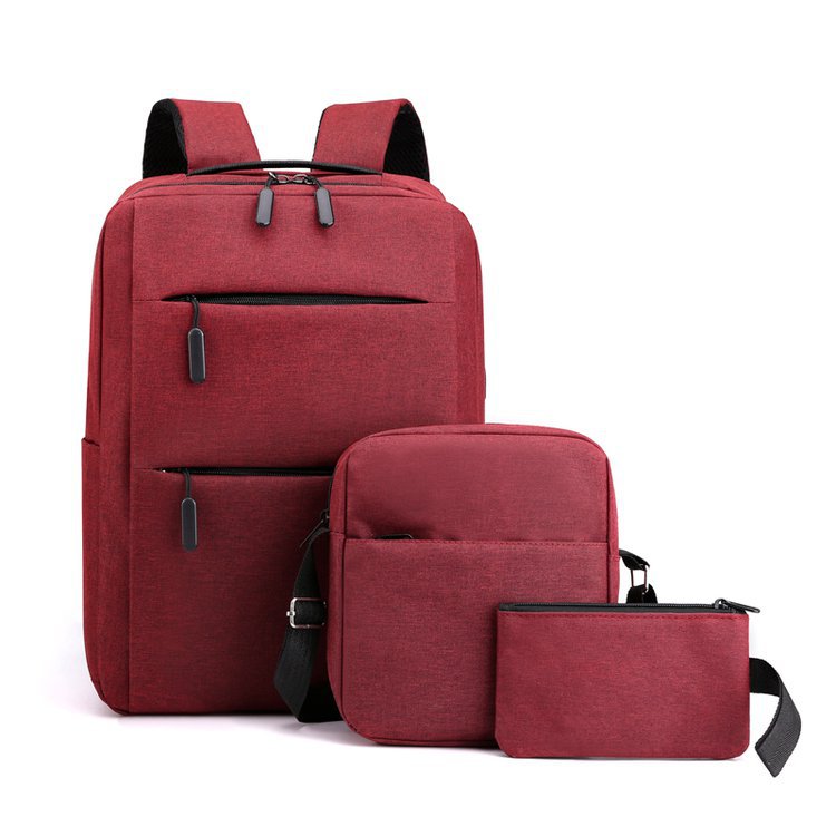 Mochila de três peças de grande capacidade masculina, mochila casual para computador, estudantes, comércio exterior, novo livro