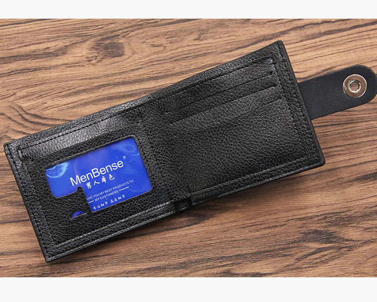 Carteira masculina curta de couro com vários bolsos para cartões, clássica e empresarial