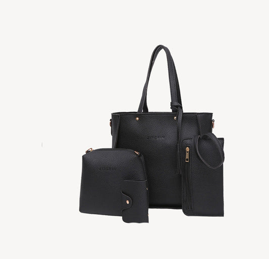 Korean Version Of Solid Color Tassel Single Shoulder Handbag Four-Piece Female Bag
