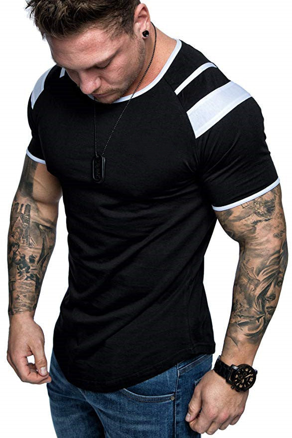 Versão leve masculina da camiseta de gola redonda primavera gola redonda algodão esportes mangas curtas