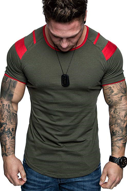 Versão leve masculina da camiseta de gola redonda primavera gola redonda algodão esportes mangas curtas