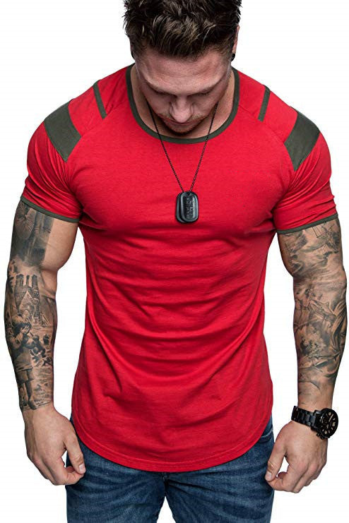 Versão leve masculina da camiseta de gola redonda primavera gola redonda algodão esportes mangas curtas