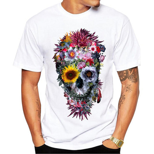 Camiseta informal de manga corta con diseño de calavera de bruja a la moda