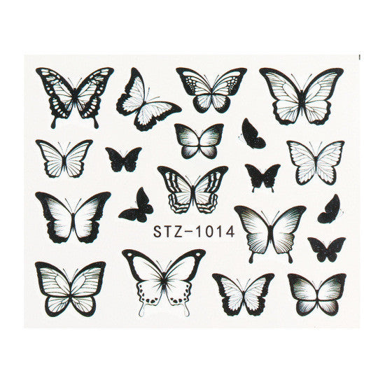 Adesivo de Nail Art Retro Aquarela Grande Borboleta Adesivo de Marca D'água para Unhas