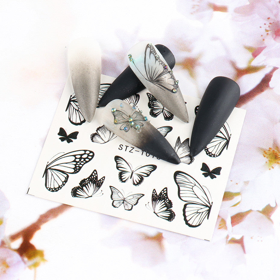 Adesivo de Nail Art Retro Aquarela Grande Borboleta Adesivo de Marca D'água para Unhas