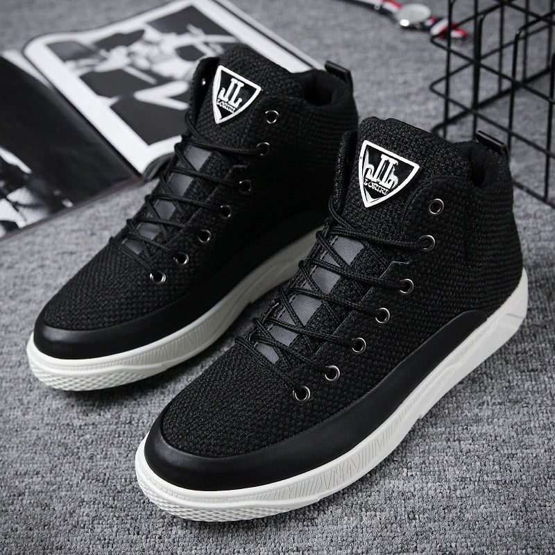 Sapatos masculinos de linho cano alto calçados esportivos casuais masculinos