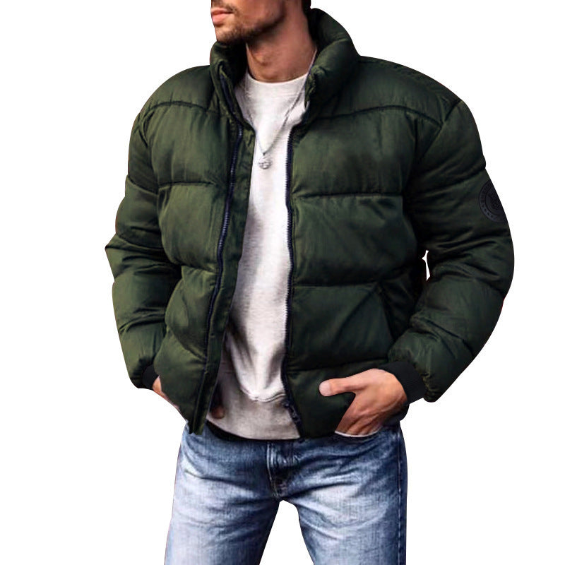 Casaco Gola Alta Downcotton-acolchoado Jaqueta Engrossada Jaqueta Masculina de Algodão