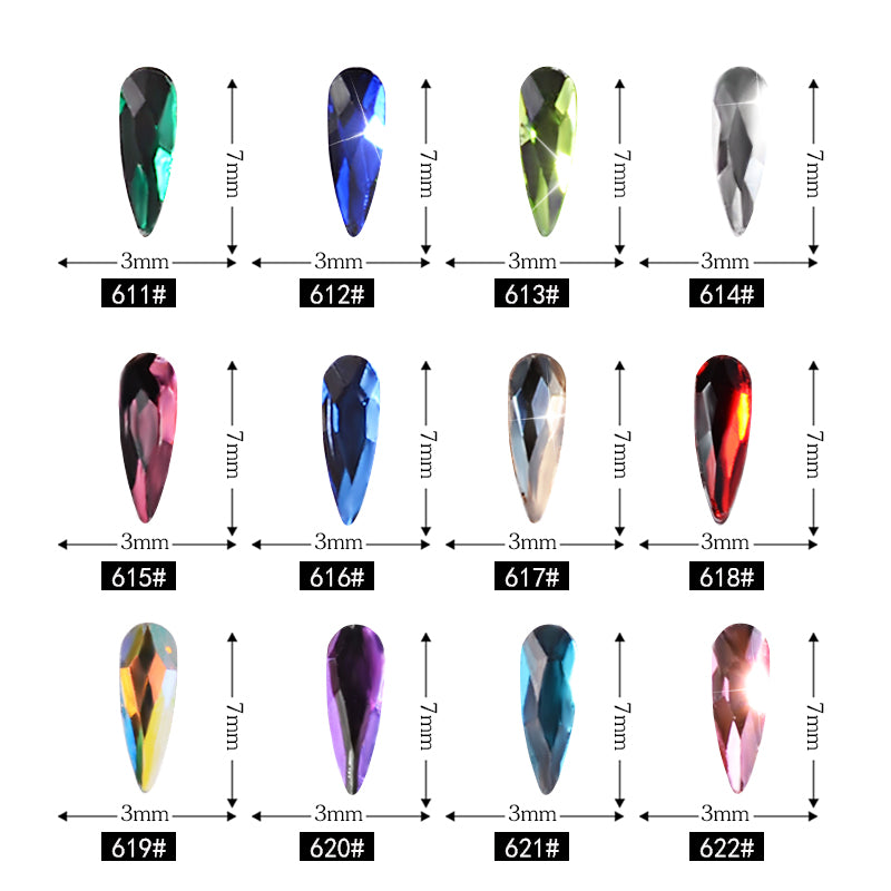 10Pcs 3D Nail Art Strass Longo Gota de Água Em Forma de Glitter Nail Art Decorações Acessórios Unhas Suprimentos