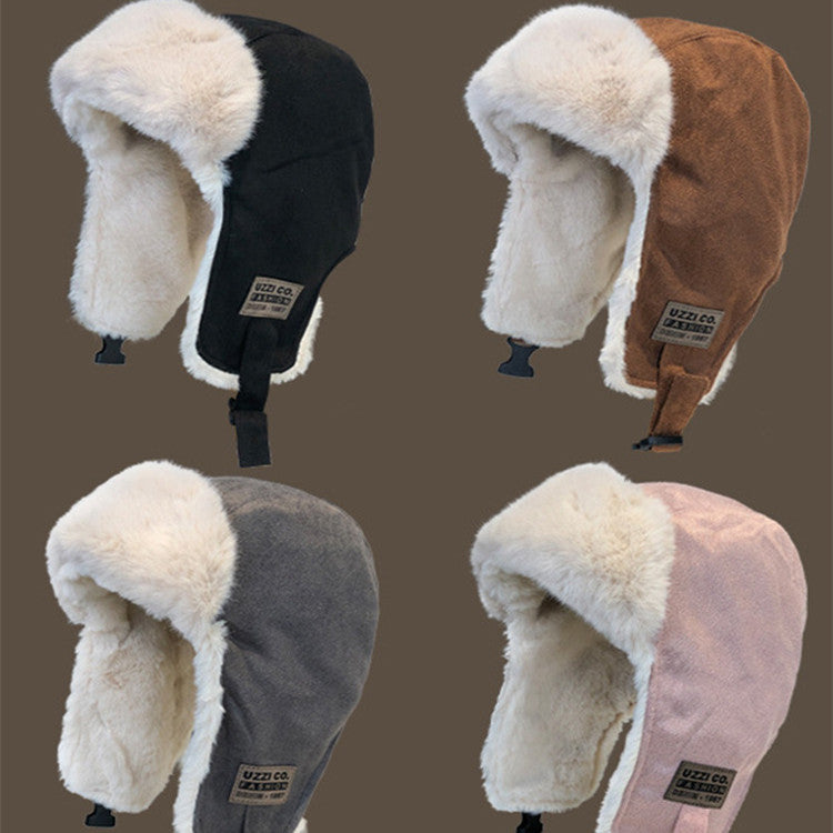 Chapéu de pelúcia quente da moda, à prova de vento e proteção contra o frio