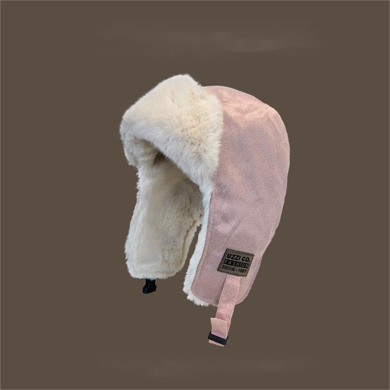 Chapéu de pelúcia quente da moda, à prova de vento e proteção contra o frio