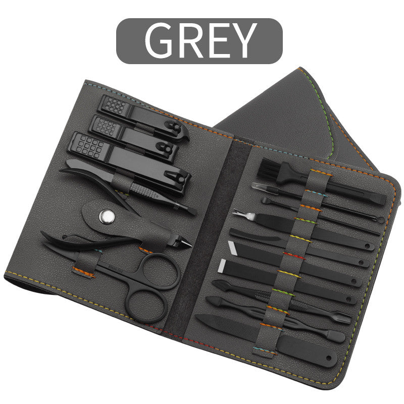 Conjunto de 16 peças de cortador de unhas, aparador, palheta de orelha, kit de cuidados, conjunto de manicure, pedicure, conjunto de ferramentas para arte em unhas dos pés, kits com bolsa