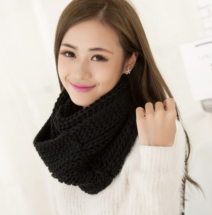 Cachecol feminino acolchoado com capuz, quente e à prova de frio