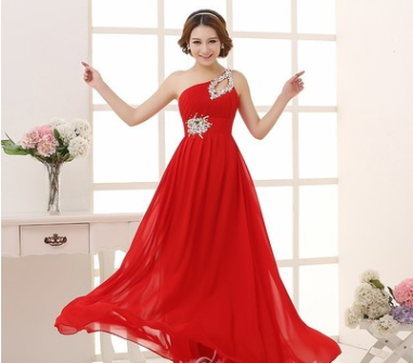 Vestido de dama de honra de casamento de venda rápida 2021, vestido de noite de banquete, anfitrião de jantar de ombro único, vestido de noite, vestido de banquete para meninas