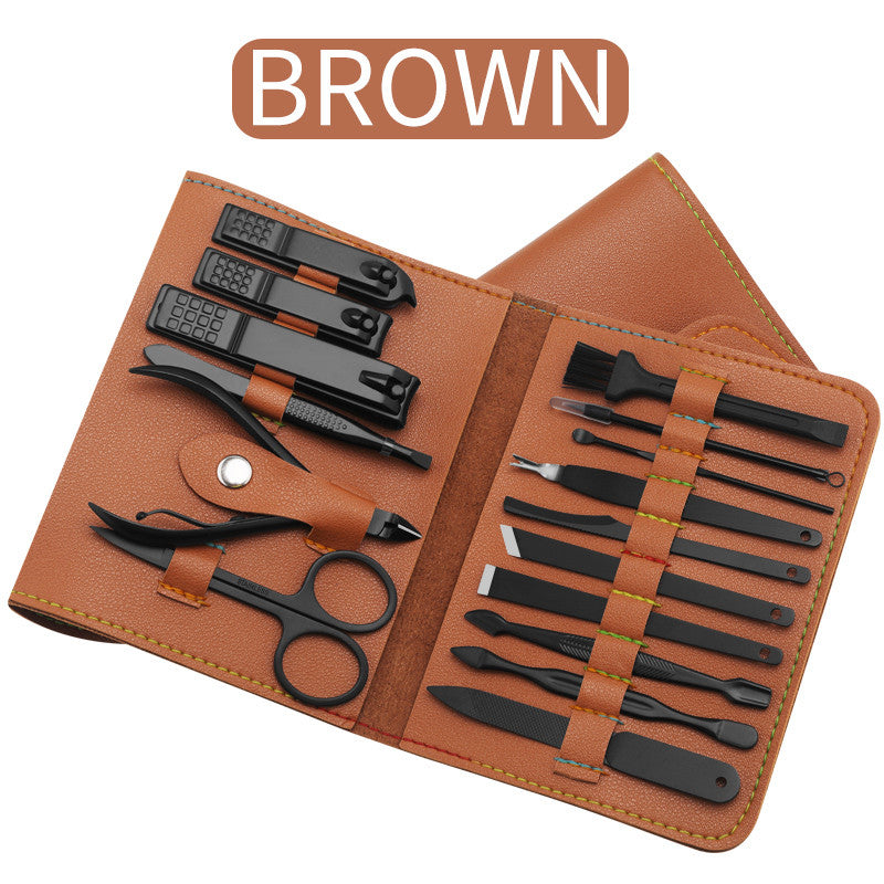 Conjunto de 16 peças de cortador de unhas, aparador, palheta de orelha, kit de cuidados, conjunto de manicure, pedicure, conjunto de ferramentas para arte em unhas dos pés, kits com bolsa