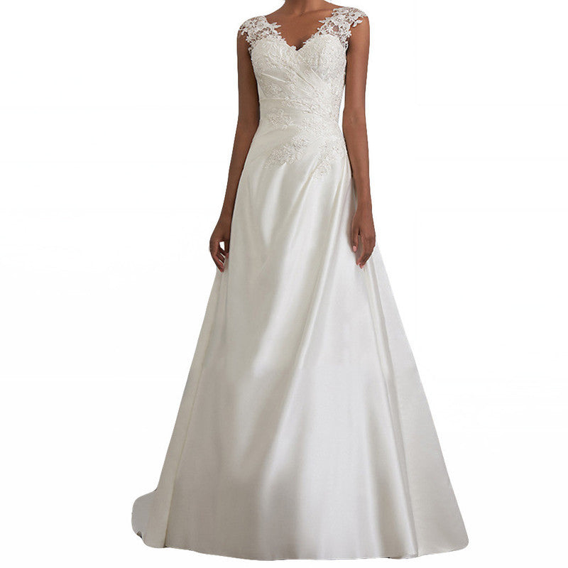 Vestido de noiva com cauda de peixe e decote em V, um ombro só