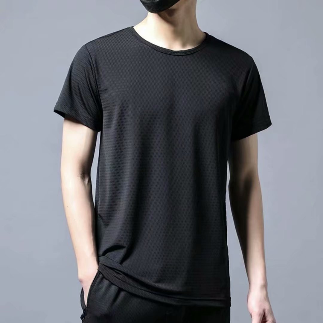 Camiseta masculina larga com gola redonda e manga curta tamanho grande