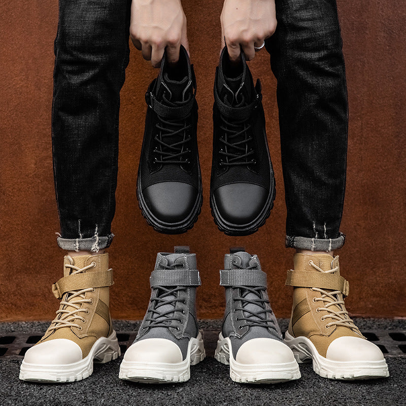 Botas Martin masculinas outono retrô casual cano alto