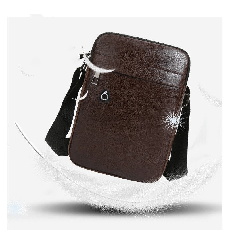 Bolsa de couro PU casual masculina de um ombro oblíqua