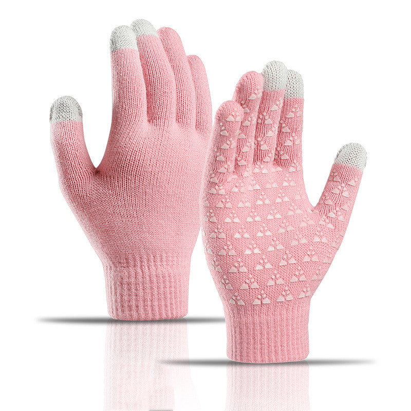 Luvas de malha de inverno para homens e mulheres, quentes, ciclismo, anti-frio, antiderrapante, triangular, offset, luvas quentes