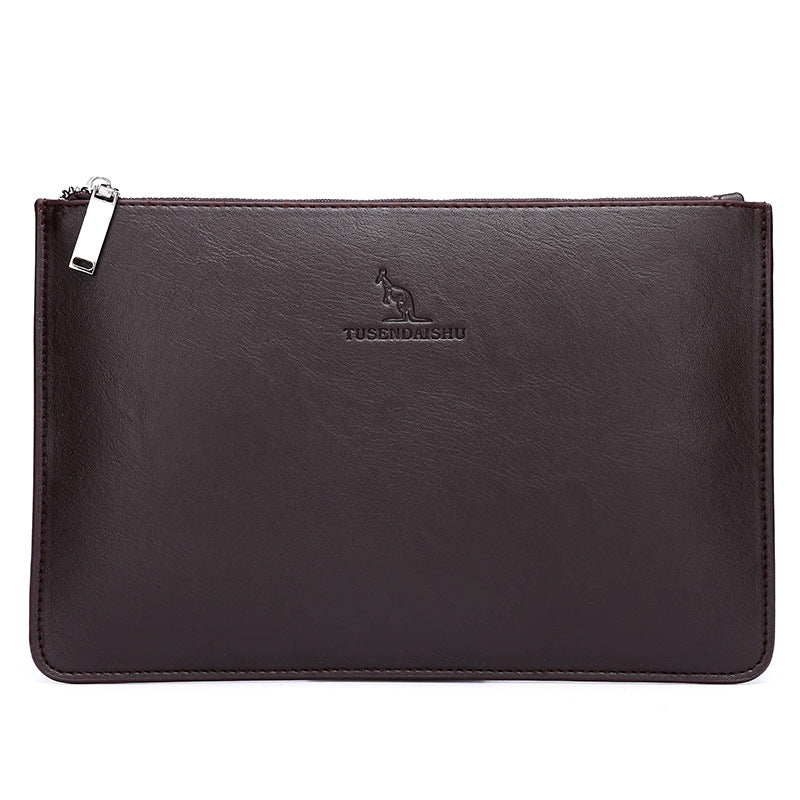 Clutch casual de negócios xadrez de pu macio masculino