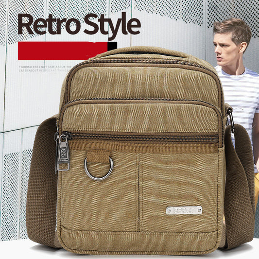 Bolso bandolera informal de lona multicapa con un solo hombro para hombre