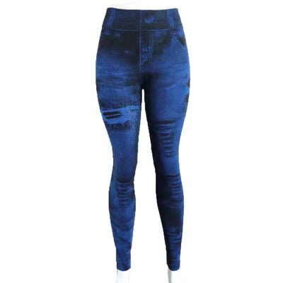 Leggings jeans superelásticas de 9 pontas femininas 