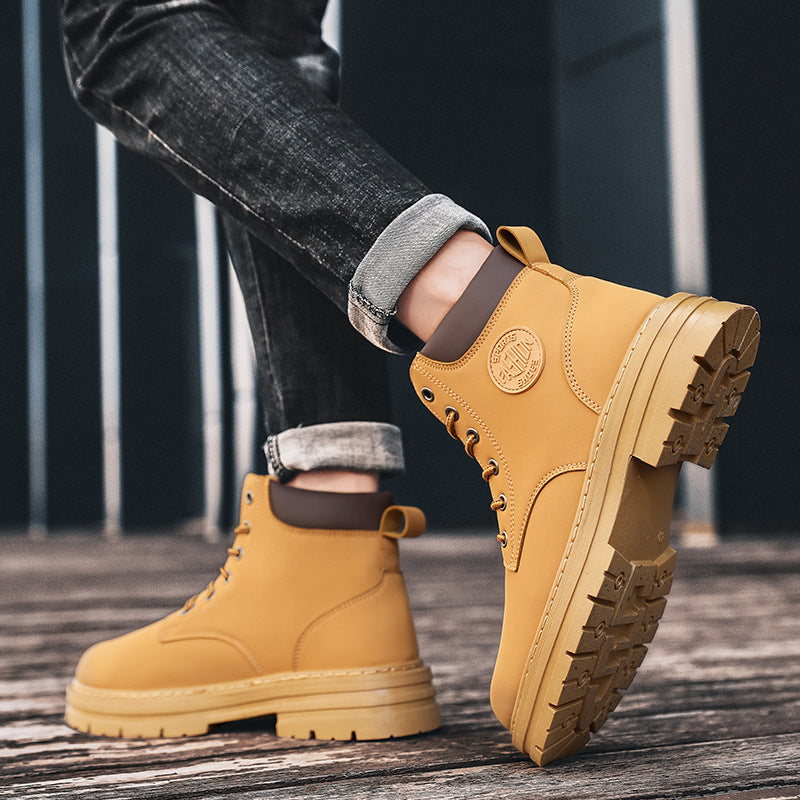 Botas de trabalho masculinas de cano alto Martin Boots com sola grossa Inglaterra